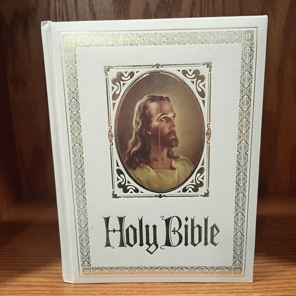 White Holy Bible King James Version Red Letter Edition Regency Vintage 1978
